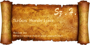 Szűcs Honóriusz névjegykártya